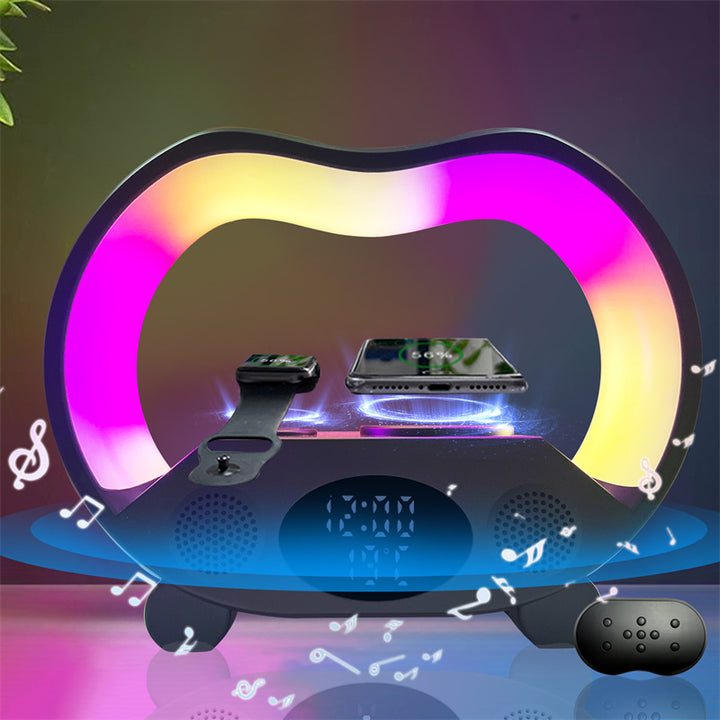 Black smart LED lamp with wireless charger
