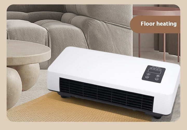 White wall-mounted warm air heater with towel rail