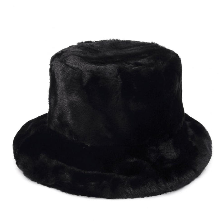 Fluffy leopard print faux fur bucket hat