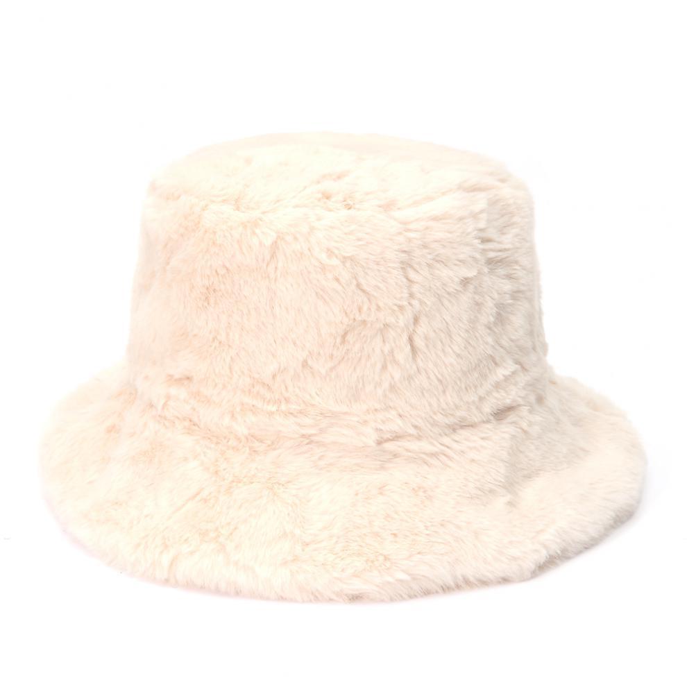 Fluffy leopard print faux fur bucket hat