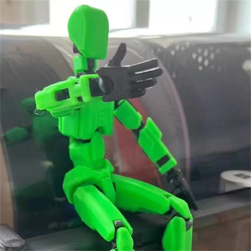 Orange poseable 3D printed robot figure