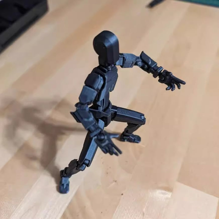 Orange poseable 3D printed robot figure