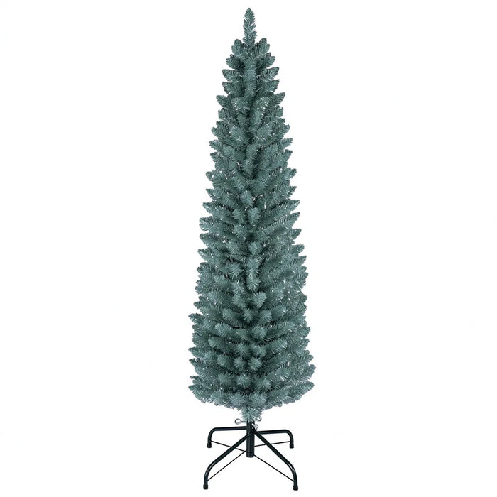 Colverro 5 ft Slim Frosted Pencil Christmas Tree with Silver Tips