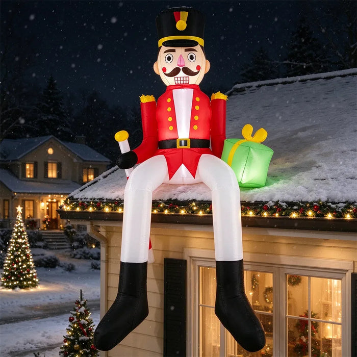 Colverro 8.7 ft Inflatable Sitting Nutcracker with LED Lights