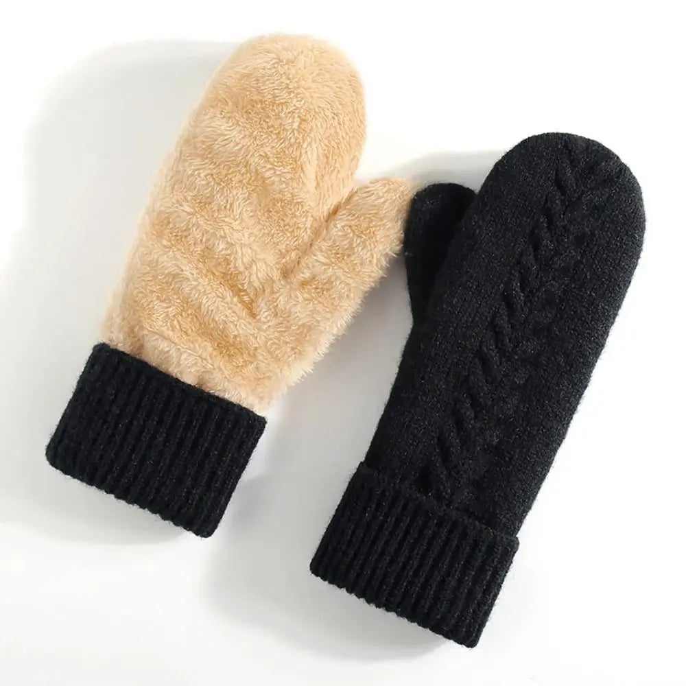 Colverro™ Fleece-Lined Double-Layer Knit Mittens with Long Cuffs