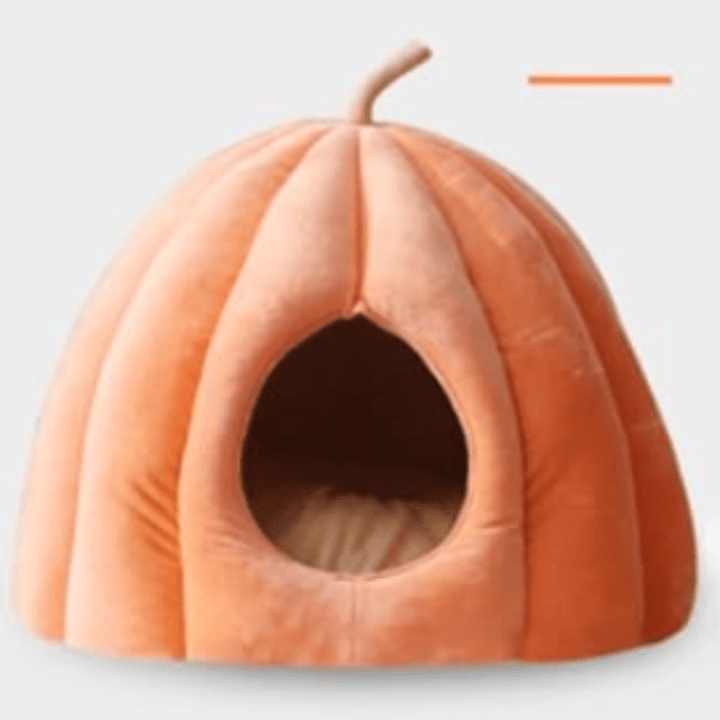 Colverro™ Cozy Pumpkin Cat Bed with Enclosed Plush Hideaway
