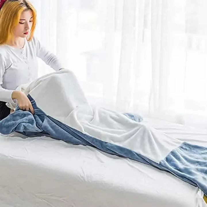 Colverro™ Soft Flannel Shark Hoodie Blanket with Leg Wrap