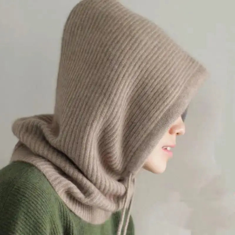 Colverro™ Cashmere Knit Hooded Balaclava with Built-In Neck Warmer