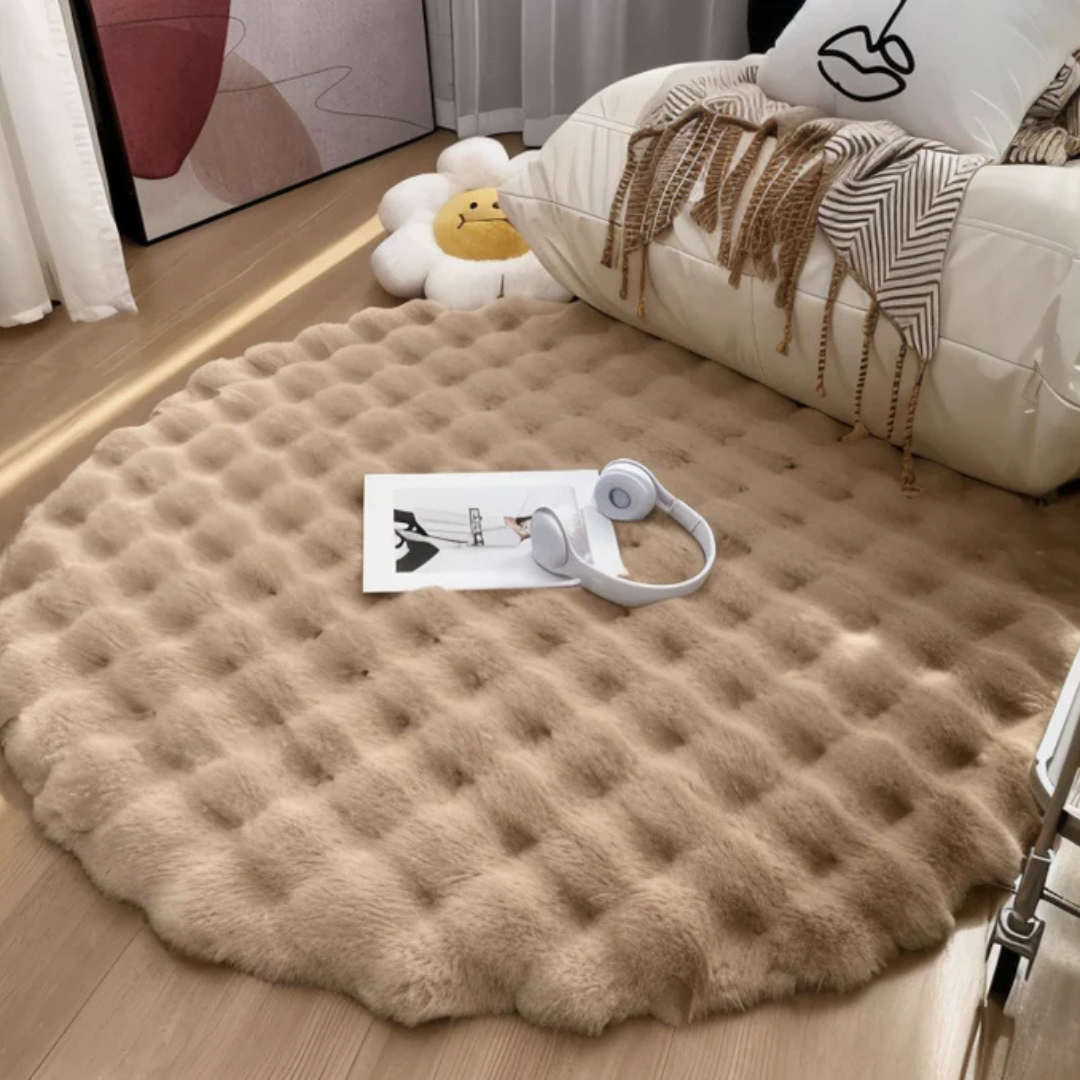 Colverro™ Round Soft Fleece Rug 35 in with Non-Slip Backing