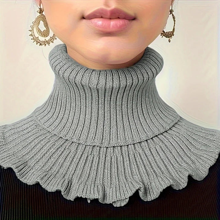 Colverro™ Knit Turtleneck Collar Scarf – Ruffle Trim, Windproof Warmth
