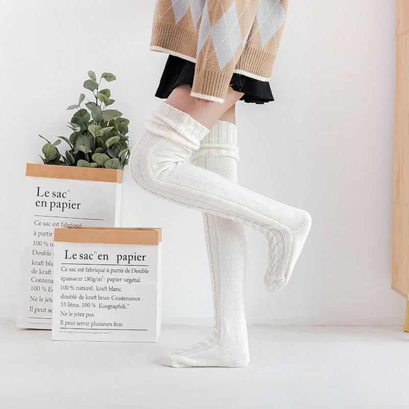 Colverro™ Hand-Knitted Long Knee Socks in Soft Ribbed Knit