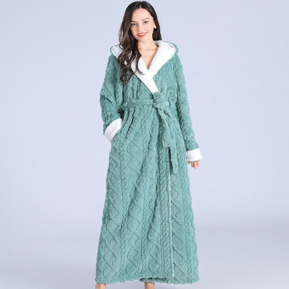 Colverro™ Long Plush Hooded Robe with Two Large Front Pockets