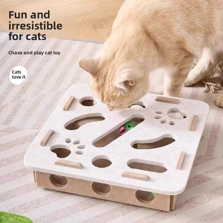 Colverro™ Felt Cat Puzzle Box with Hidden Bells for Indoor Play