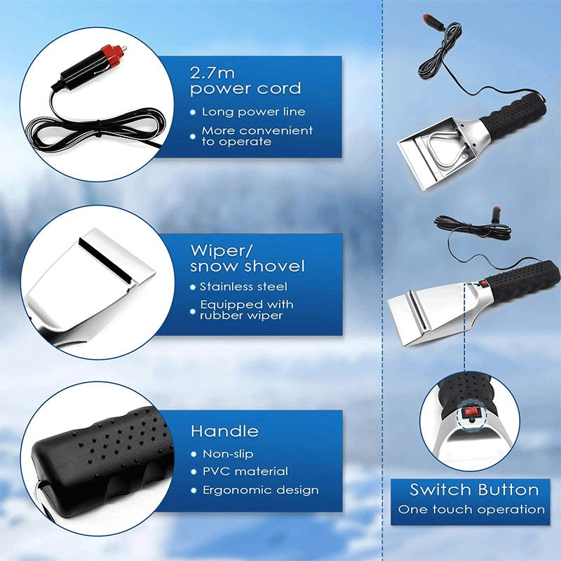 Colverro™ 12V Heated Ice Scraper for Faster Windshield Clearing