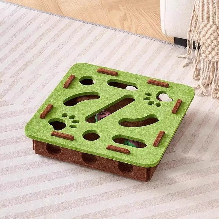 Colverro™ Felt Cat Puzzle Box with Hidden Bells for Indoor Play