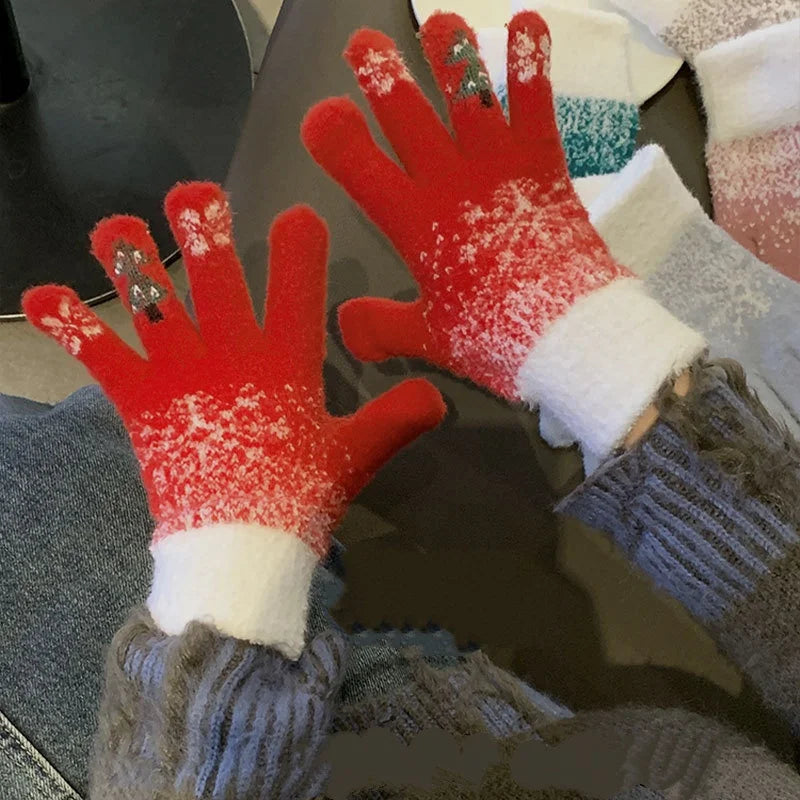 Colverro™ Festive Fleece-Lined Convertible Fingerless Knit Gloves