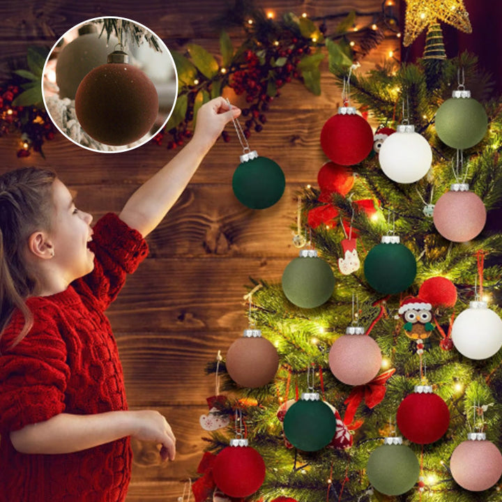 Colverro™ Velvet Christmas Ornaments Set of 12 with Soft Matte Finish