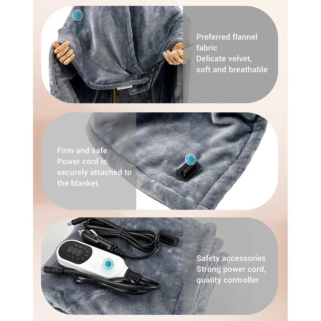 Colverro™ 12V Car Heated Blanket in Soft Flannel for Road Trips