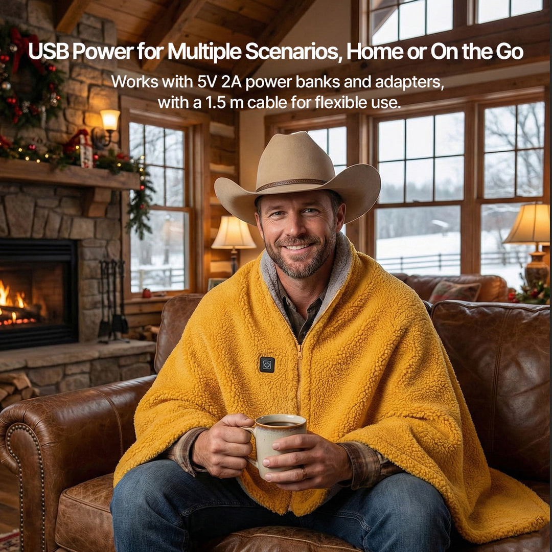 Colverro™ Sherpa &amp; Faux Fur USB Heated Throw with 3 Heat Levels