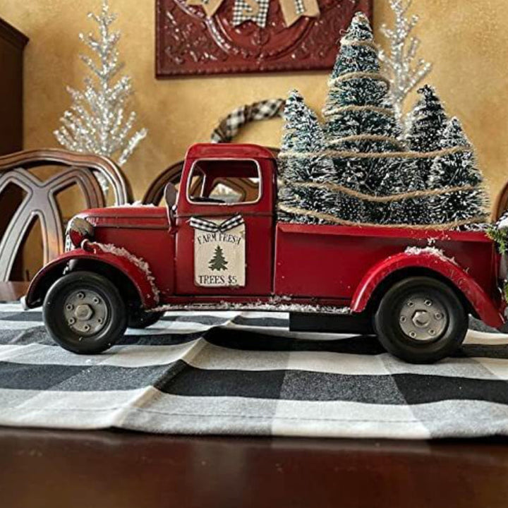 Colverro™ Red Farm Truck Christmas Decoration with Lighted Trees