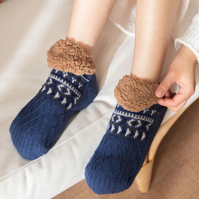 Colverro™ Snowflake Knit Fleece-Lined Socks with Non-Slip Grip Soles