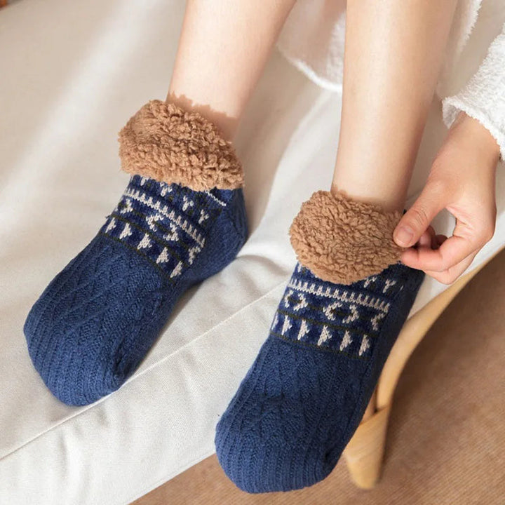 Colverro™ Snowflake Knit Fleece-Lined Socks with Non-Slip Grip Soles