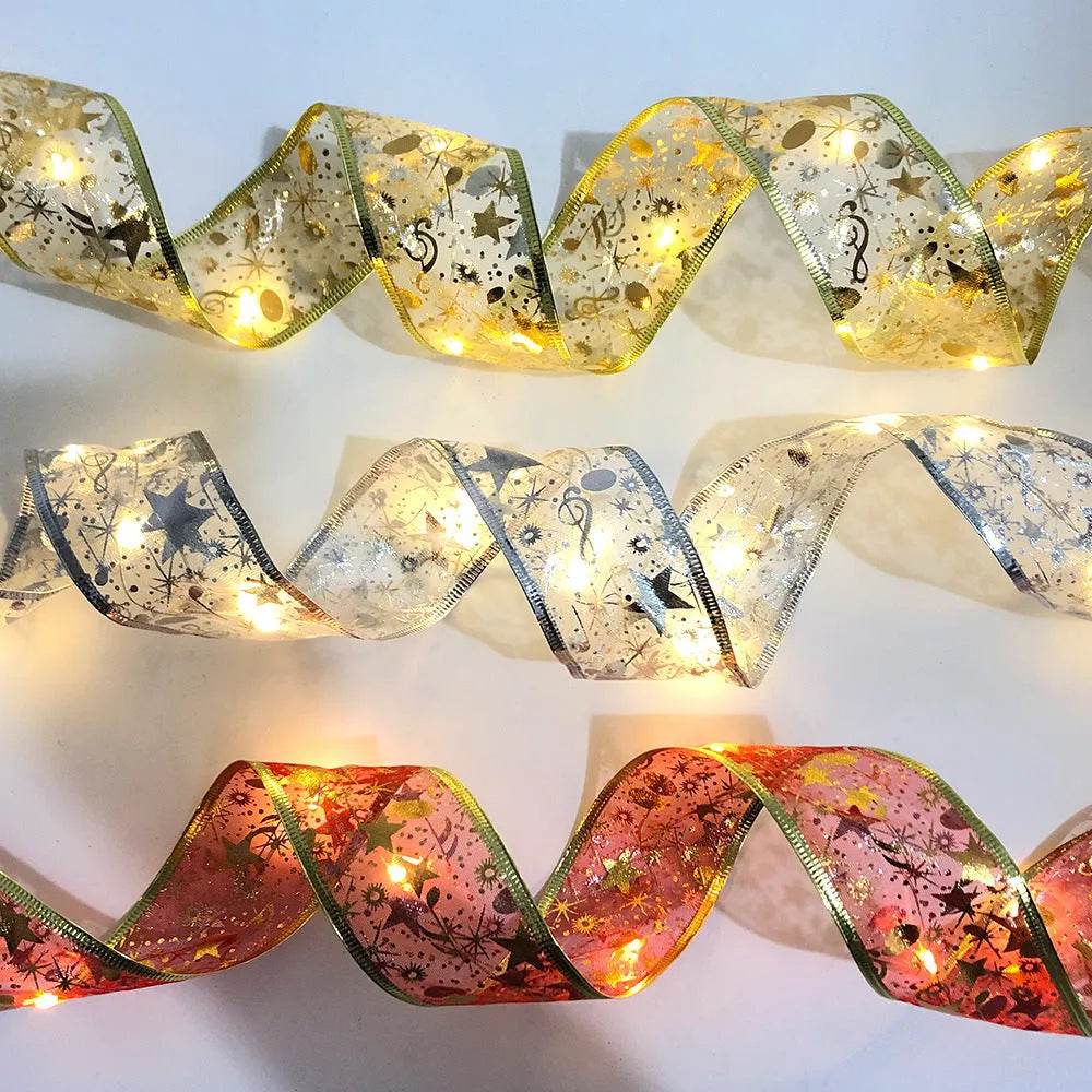 Colverro™ Double-Layer Christmas Ribbon with 50 Built-In LED Lights