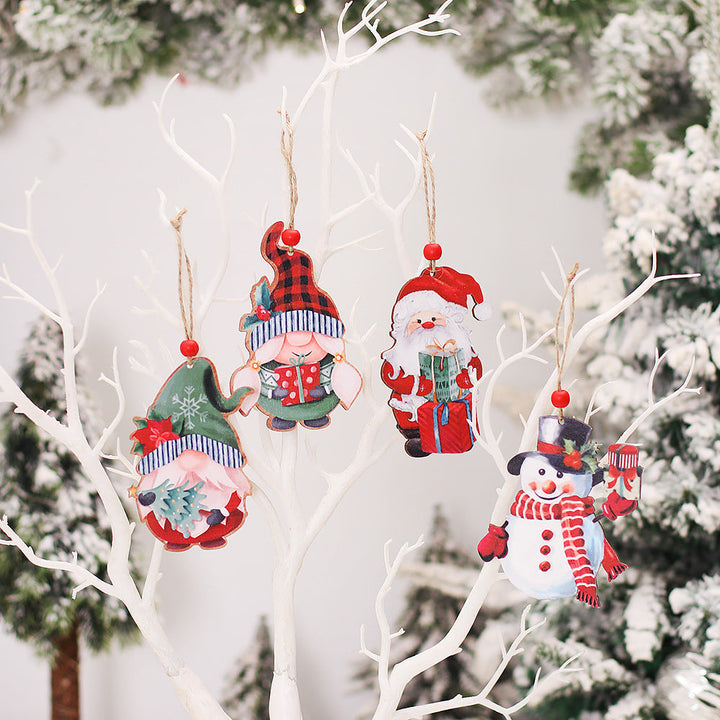 Colverro™ Vintage Wooden Christmas Ornaments, Faceless Doll Couple Set