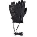 Black windproof cycling gloves with USB heating element