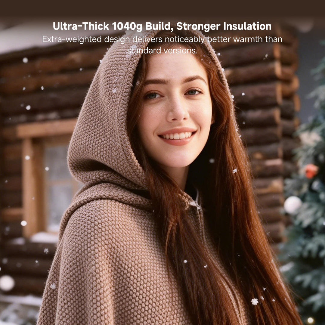 Colverro™ Hooded USB Heated Shawl with Zipper and 3 Heat Settings