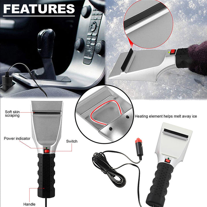 Colverro™ Heated 12V Ice Scraper with Built-In LED Light