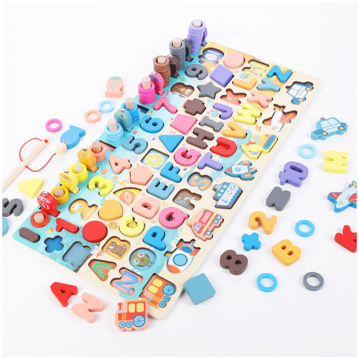 Colverro Wooden Montessori Math Board with Magnetic Fishing Game
