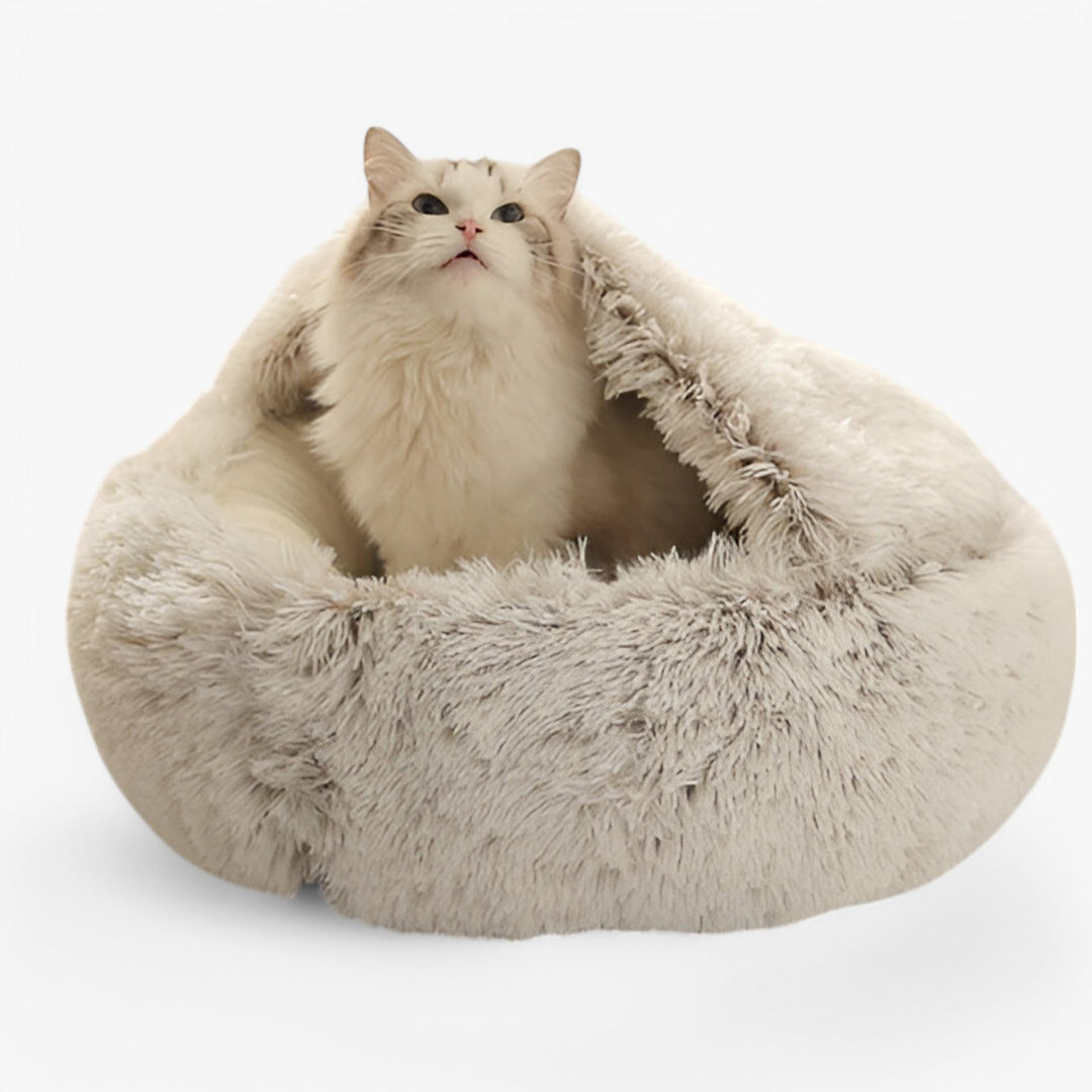 Colverro™ Round Faux Fur Pet Bed with Washable Cover and Non-Slip Bottom