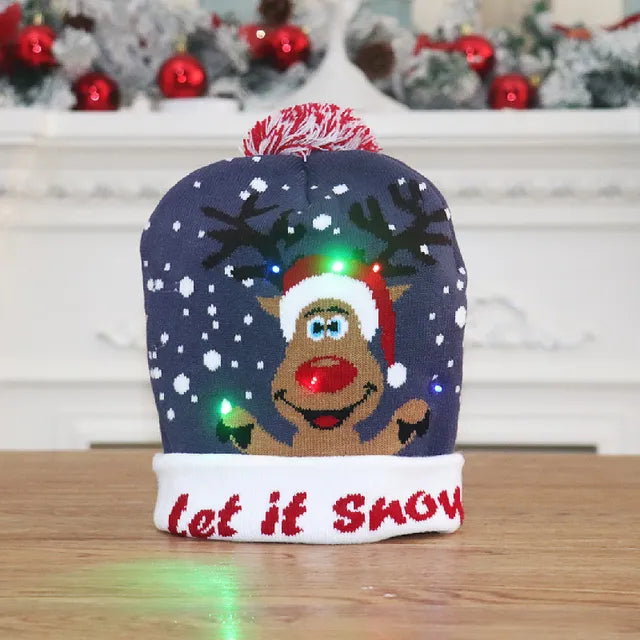 Colverro™ Light-Up LED Knit Christmas Beanie for Kids &amp; Adults