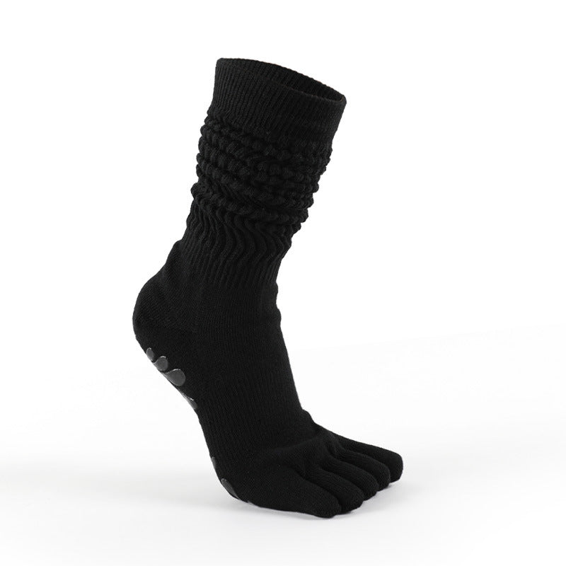White slouchy toe socks with grip dots