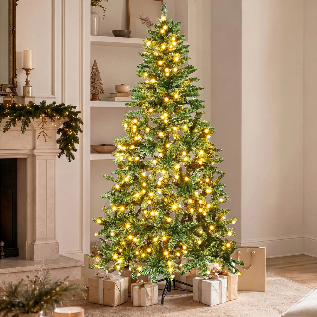 Flat back half Christmas tree against wall