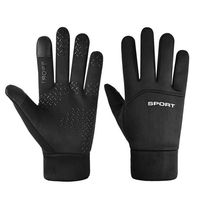 Black velvet-lined sports gloves with grip