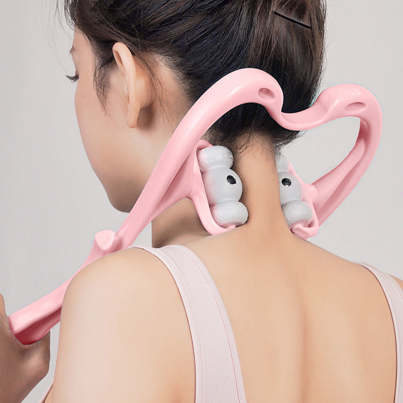 Handheld neck roller massager with handles