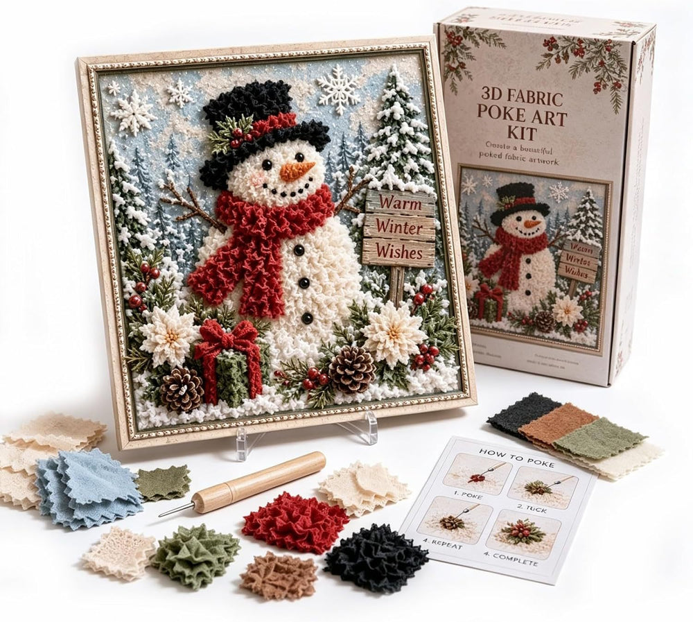 3D fabric poke art Christmas cardinal in frame