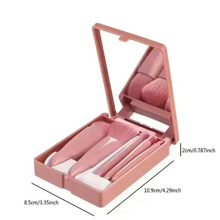 Colverro™ Mini Makeup Brush Set with Mirror in a Compact Case