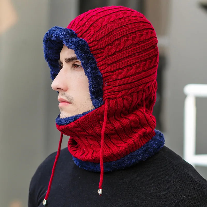 Colverro™ Knit Balaclava Hat with Attached Scarf and Fleece Lining