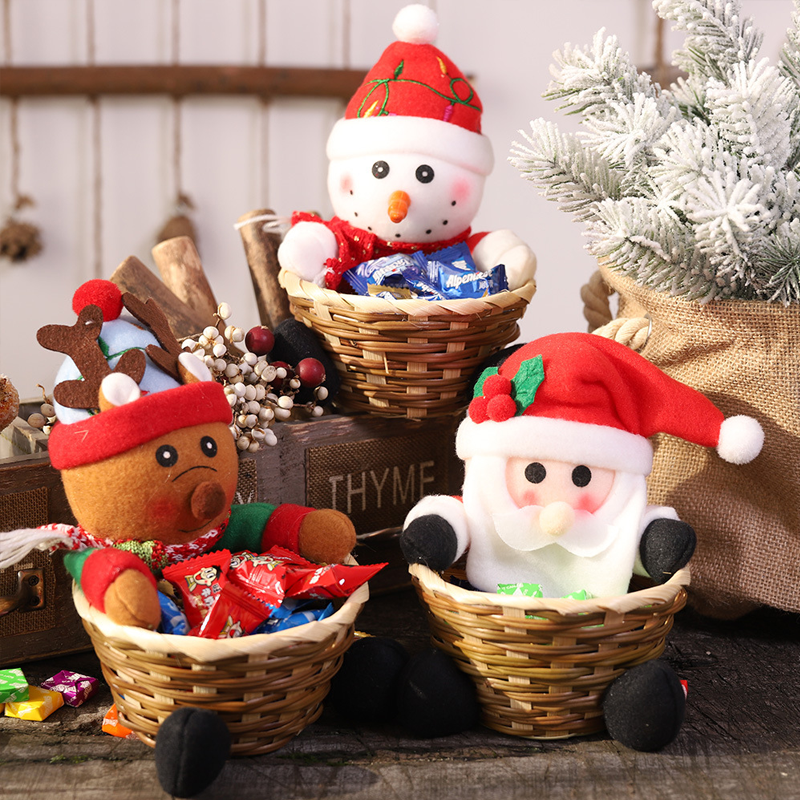 Colverro™ Woven Christmas Candy Basket with Embroidered Characters