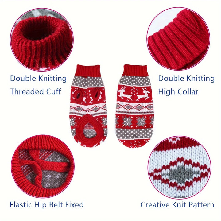 Colverro™ Knitted Christmas Sweater for Small Dogs with Festive Pattern
