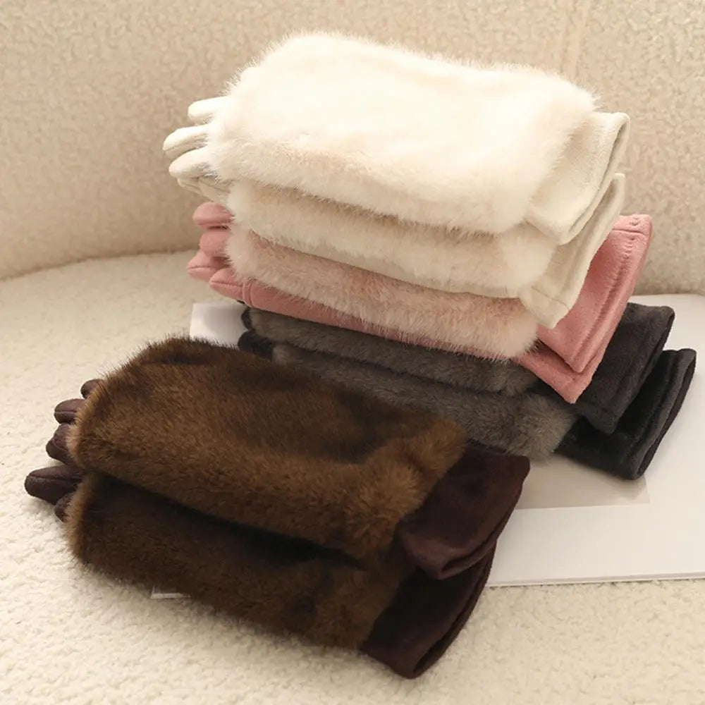 Colverro™ Suede Touchscreen Winter Gloves with Cozy Fur Trim