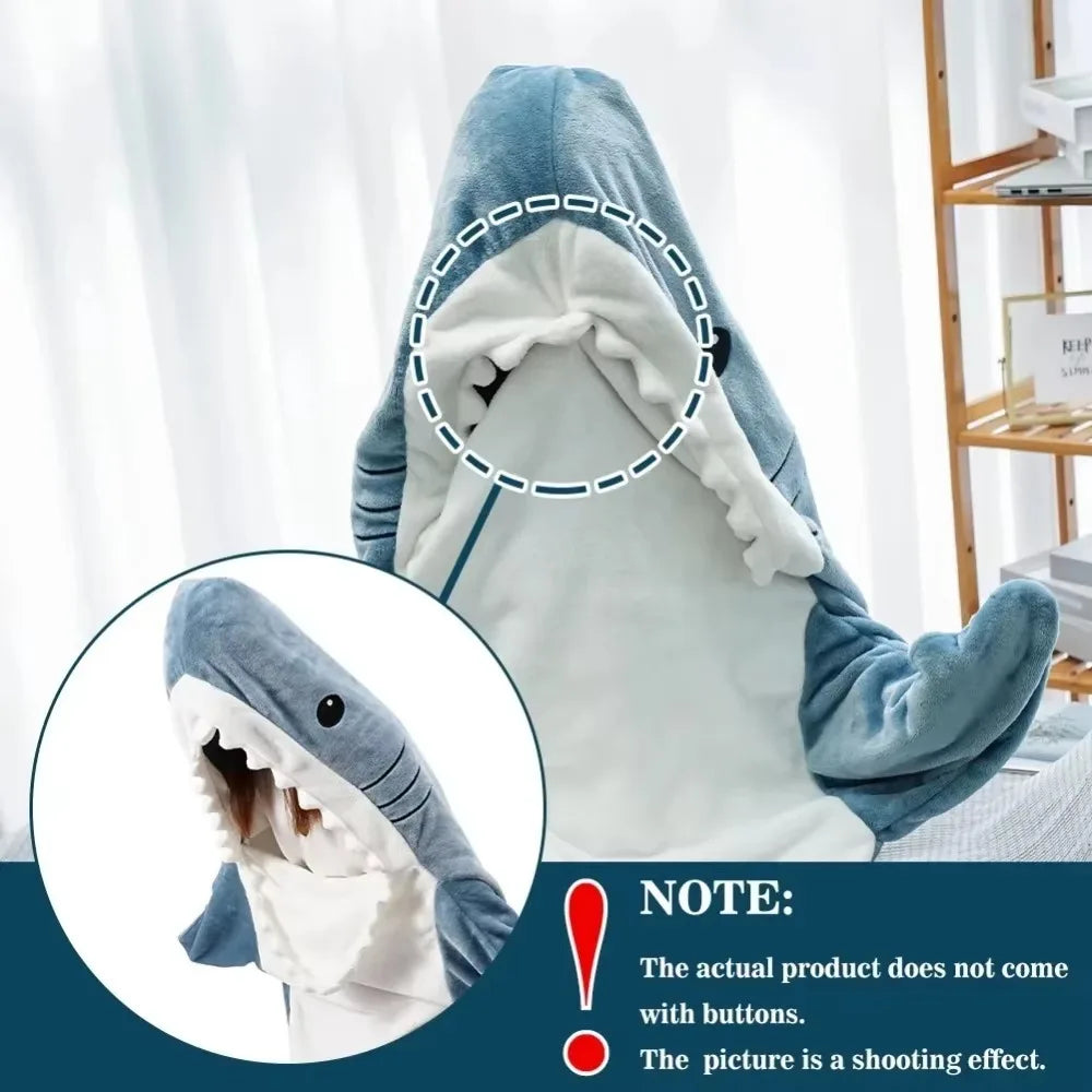 Colverro™ Soft Flannel Shark Hoodie Blanket with Leg Wrap