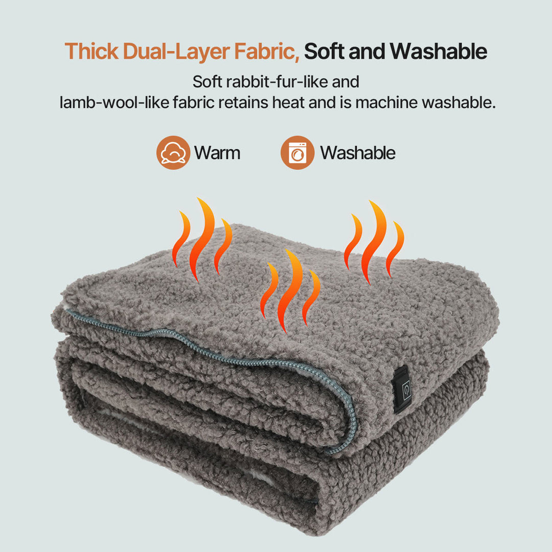 Colverro™ Sherpa &amp; Faux Fur USB Heated Throw with 3 Heat Levels