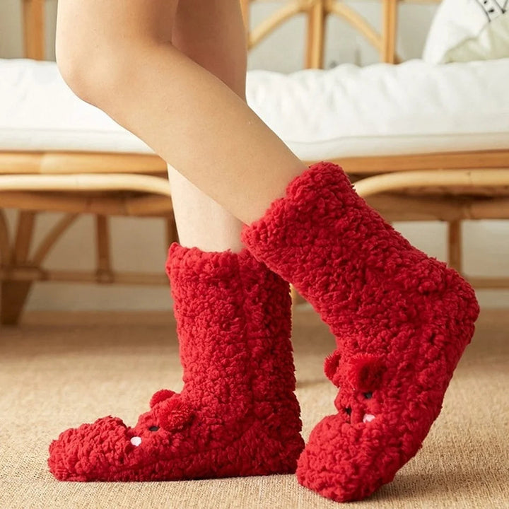 Colverro™ Cute Bear Fleece Socks with Non-Slip Gripper Sole