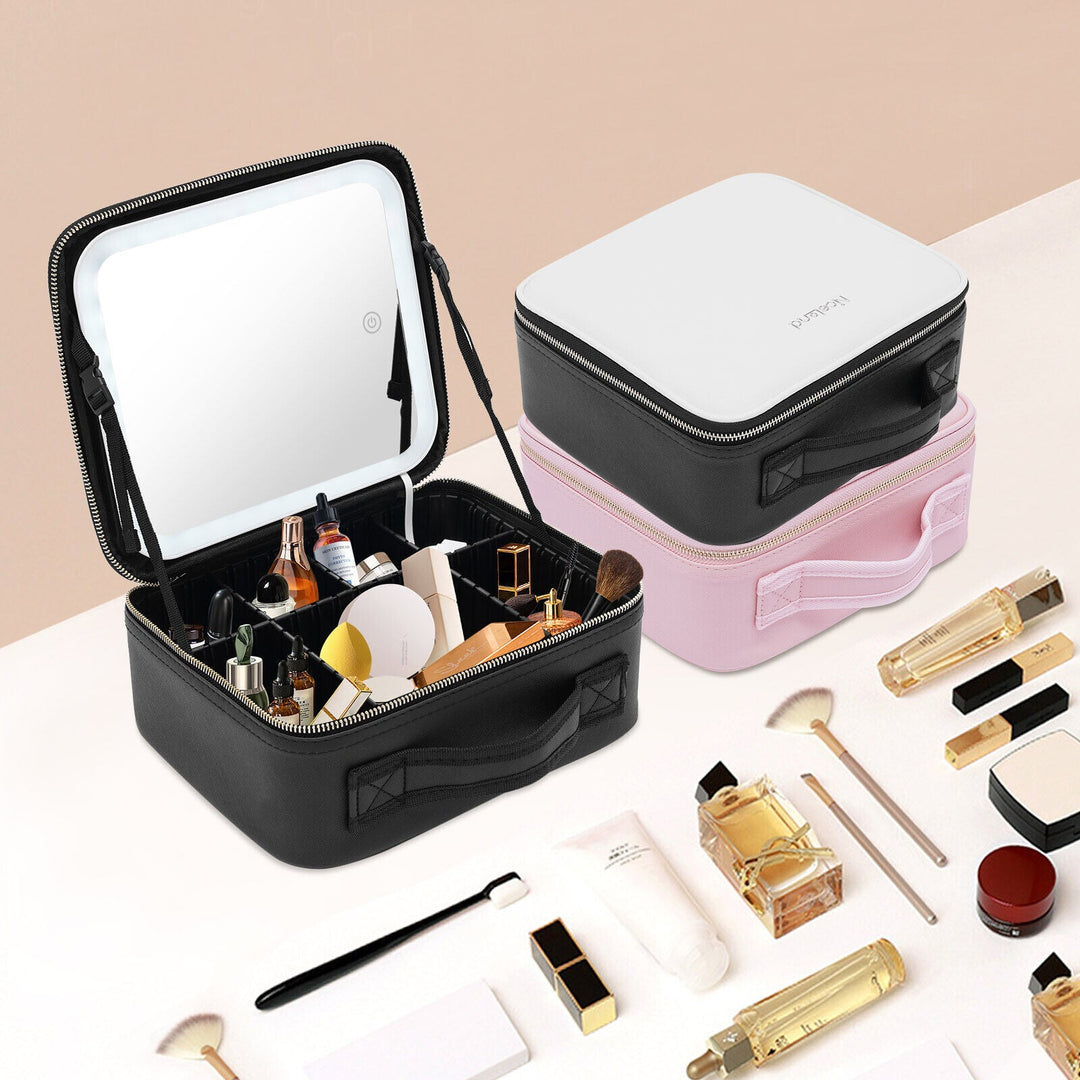 Colverro™ LED Makeup Bag with Built-In Mirror and 3 Light Settings