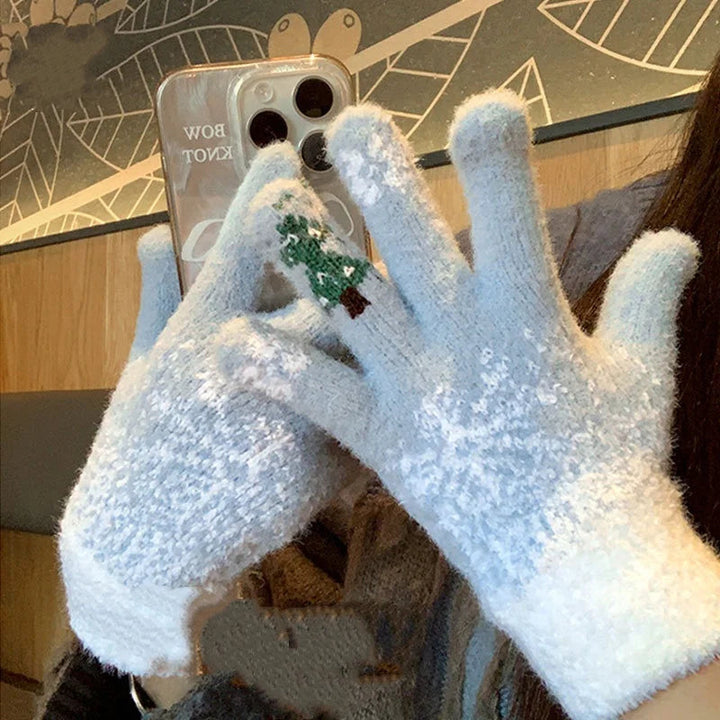 Colverro™ Festive Fleece-Lined Convertible Fingerless Knit Gloves