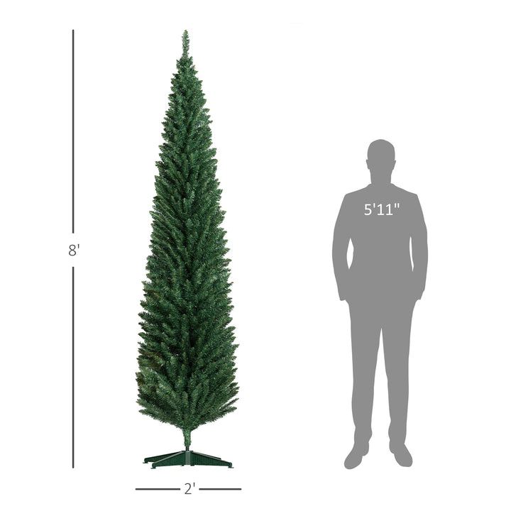 Tall slim green unlit pencil Christmas tree